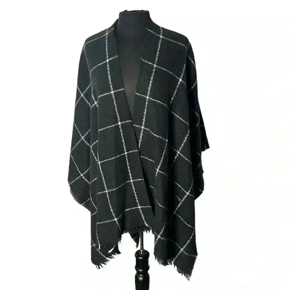 Old Navy Stripe Open Front Wrap Poncho Size One S… - image 1